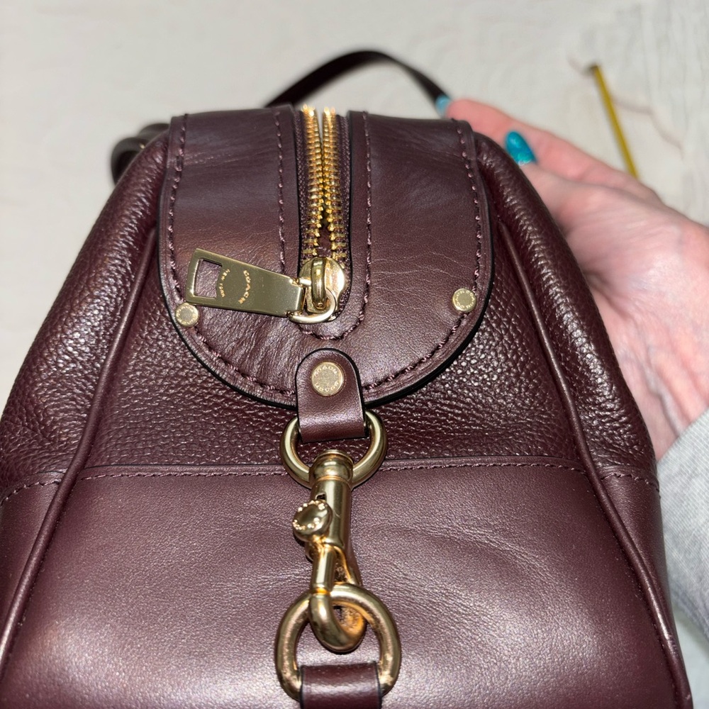Coach Pebbled Leather Satchel in Deep Burgundy - Picture 4 of 14